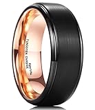 King Will 6mm/8mm Tungsten Carbide Ring Dome Inner Hole Plated Black Inlaid with Wood Comfort Fit