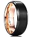 King Will DUO Men 8mm Black Brushed Matte Tungsten Carbide Ring Men 18K Rose Gold Gold Wedding Band Comfort Fit