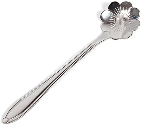 TP7 Coffee Spoon Flower Set Of 3 Pieces Stainless Steel Silver Dessert Sugar Tea Spoons Suck Cream Scoop Tableware Kitchen Accessories Gift For Home Office