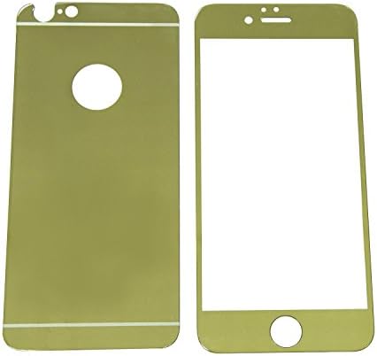 Electroplating Mirror Effect Tempered Glass Screen Protector Guard Front + Back Full Body Cover Skin Premium Anti-scratch Bubble-free for Iphone 6 6g 4.7" 4.7 Inch (gold)