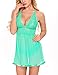 Ababoon Women Nightwear Lace Babydoll Strap Chemise Halter Lingerie Green