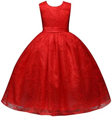 Deerbabi Toddler Girl Sleeveless Party Wedding Holiday Tulle Tutu Princess Dress Ball Gown (8-9Y, 2017122552-Red)
