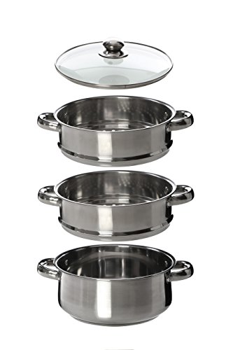 Premier-Housewares-Steamer-with-Glass-Lid-22-cm-Stainless-Steel