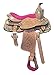 Equitem 10″ Youth Rough Out Leather Western Show Saddle Pink Suede with Headstall Breastcollar Silver Trim (Pink)thumb 1