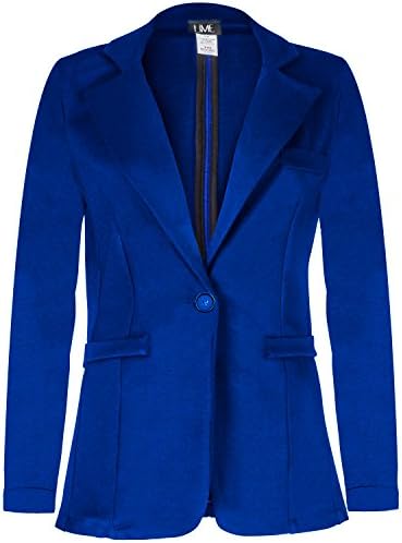 Contenta Women’s Solid Boyfriend Blazer in Knit with Inner Beauty. (x-small, Royal)