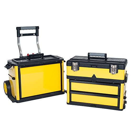 Stalwart 75MJ2096 Rolling Stacking Portable Metal Trolley Tool Box