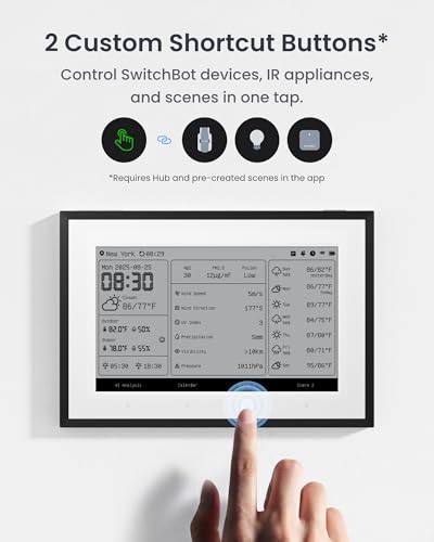 SwitchBot Smart E-Ink Weather Station, 7.5" Wireless Indoor & Outdoor Temperature and Humidity Monitor with Electronic Calendar, Compatible with Google, iCloud, Outlook and More