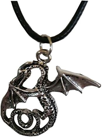 Silver Dragon Pendant on a Spun Silk Black Choker Necklace