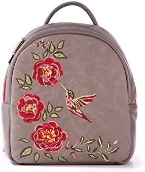 Alba Soboni Designed Women's Fashion PU Leather Bordo Embroidered Casual Backpack (grey)