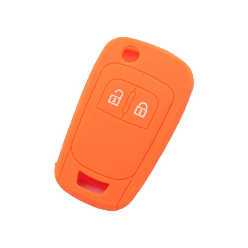 BROVACS Silicone Cover Protector Case Holder Skin Jacket Compatible with OPEL VAUXHALL 2 Button Flip Remote Key Fob CV9624 Orange