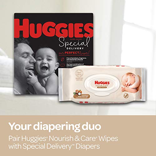 Huggies Nourish & Care Baby Wipes, Sensitive Skincare, Scented, Water