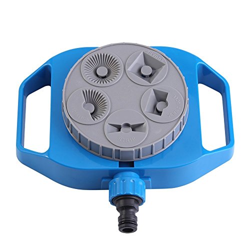 Lawn Sprinkler with 5 Function Settings, Plastic Sprinkler Garden Hose End Adjustable Spray Patterns for Lawn Garden Crop Roof Cooling