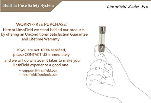 LinsnField Sealer Pro, 12-inch Super Impulse Heat Bag Sealer, 5-mm Sealing Width Sealing System with Patent for Never Burn Out, Antioxidant Aluminium Body, Copper Transformer, Black