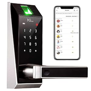 NGTeco Security Smart Lock, Biometric Keyless Entry Door Lock with Handle Set, Bluetooth Touchscreen Keypad Fingerprint…