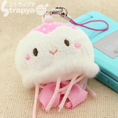 TSTADVANCE Fluffy Kawaii Kurage-Chan Plush Doll Cell Phone Strap (Pink Kurage-Chan)