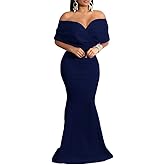 Formal Dresses for Women Cocktail Sexy Off Shoulder Floor Length Long Evening Party Dress with Zipper
