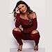Longwu Women's Fashion off-Shoulder Drawstring Jumpsuits Rompers Knee Hole Pants with Pockets Lounge Wear