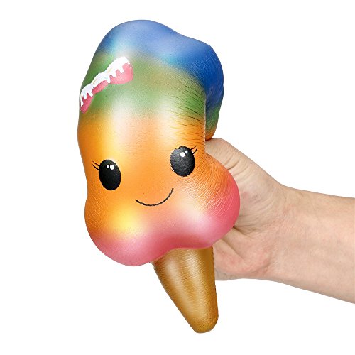 Squishies Jumbo,ZOMUSAR Cute Ice Cream Spun Sugar Scented Squishy Charm Slow Rising Stress Reliever Toy (B)
