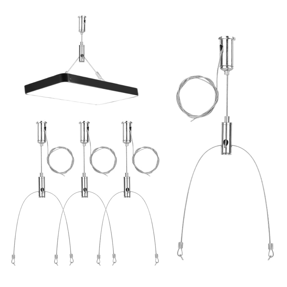 BUZIFU 4-Piece Suspension Kit - Stainless Steel Lighting Hanging Wire Rope Cable for LED Panels, Lamp, Aquarium Light (1m*1.5mm) — image 1
