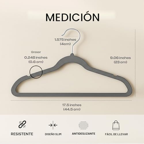 Cabides Premium de Veludo (Cinzentos, Pack de 20)