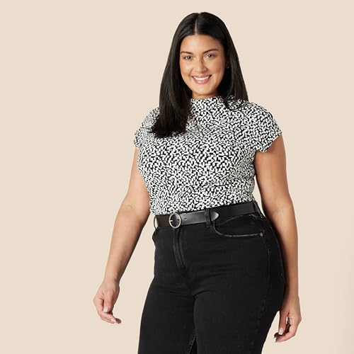 Amazon Essentials Women's Long Sleeve Ruched Matte Jersey Fitted Top (Skirt Sold Separately)