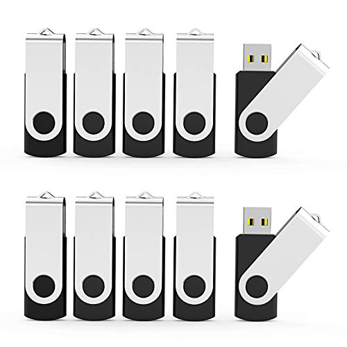 Aiibe USB-Flash-Laufwerk, 4 GB, 20 Stück, USB 2.0, mit Reißverschluss, faltbar, 4 GB mit LED-Statuslicht (4 G, 20 Stück, schwarz)