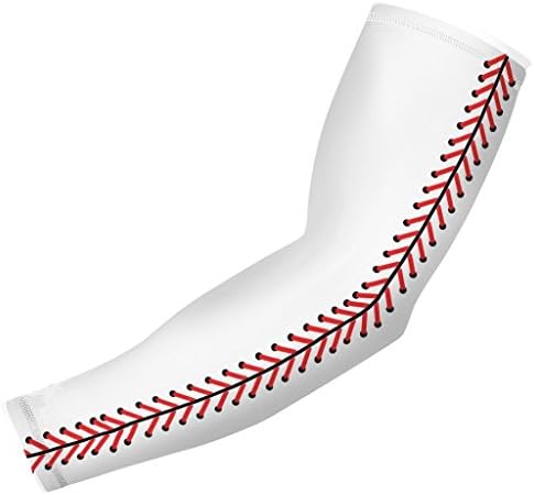 Nexxgen Sports Apparel Moisture Wicking Compression Arm Sleeve (Single) - Men, Women, Adult &amp; Youth - 40 Colors – Digital Camo &amp; Elite (Youth Large, White Baseball Stitches)