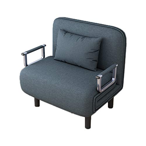 Gocheaper Convertible Sofa Bed Folding Arm Chair Sleeper, Recliner Full Padded Lounger Couch Bed, Mental Frame with Detachable Armrest Cover Home Office Furniture with Pillow (Blue)