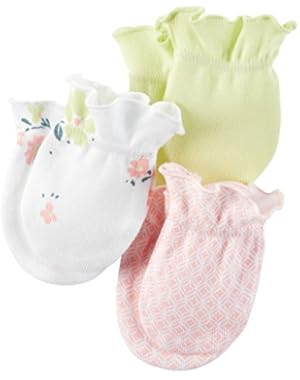 Carters Unisex Baby Mittens (Baby) - White Flowers- 0-3M