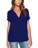 ZANZEA Women's Summer Casual Chiffon Blouse V-Neck Short Sleeve Tops Shirts