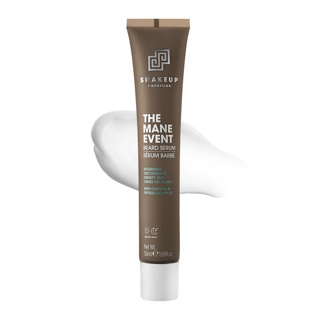 Shakeup Cosmetics Beard Serum & Beard Oil for Men – Non-Greasy Beard Moisturiser Promoting Thicker, Fuller Growth – Nourishing with Castor Oil, Caffeine & Peptides, 50ml – The Mane Event