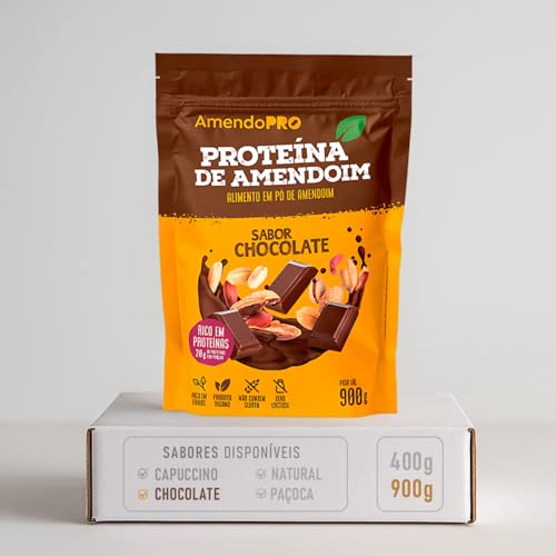 AmendoPro – Pó de Proteína de Amendoim – Nutrição Vegetal com Alto Teor de Proteína – Rico em Fibras e Minerais Essenciais (900 g, Chocolate)