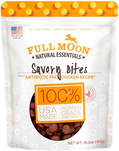 Full Moon All Natural Human Grade Dog Treats, Essential Chicken Savory Bites, 16 Ounce