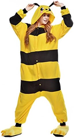 SWEETXIN Halloween Bee Unisex Adult Pyjamas Animals Costumes (XL, Bee)