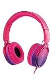 RockPapa Over Ear Stereo Foldabe Headphones Adjustable, Noise Isolating, Heavy Deep Bass, Folding Headsets with Microphone 3.5mm for Smart Phones Tablets Computers MP3/4 DVD Gradient Pink