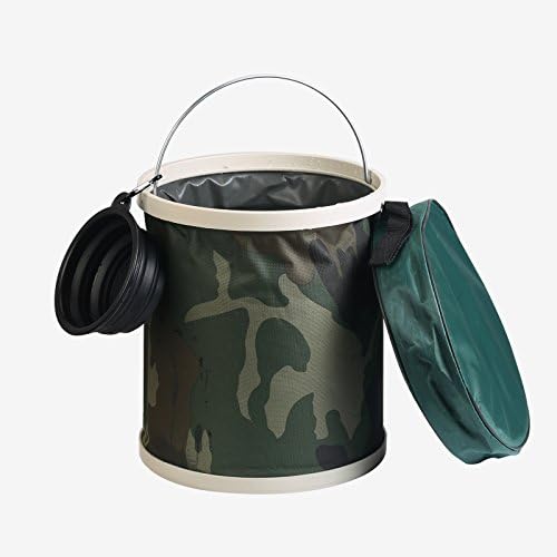 MEZOOM Folding Bucket, Portable Collapsible Water Bucket with Zippered Storage Bag and Collapsible Bowl for Fishing Camping Hiking Picnic