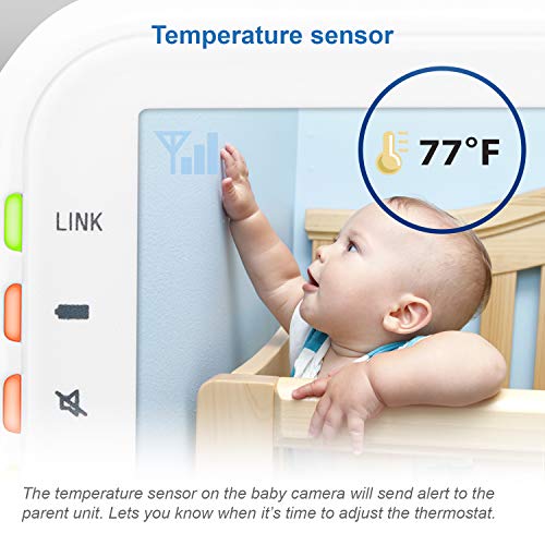 VTech-VM3253-Video-Baby-Monitor-with-1000ft-Long-Range-Auto-Night-Vision-28-Screen-2-Way-Audio-Talk-Temperature-Sensor-Power-Saving-Mode-Lullabies-and-Wall-mountable-Camera-with-Bracket