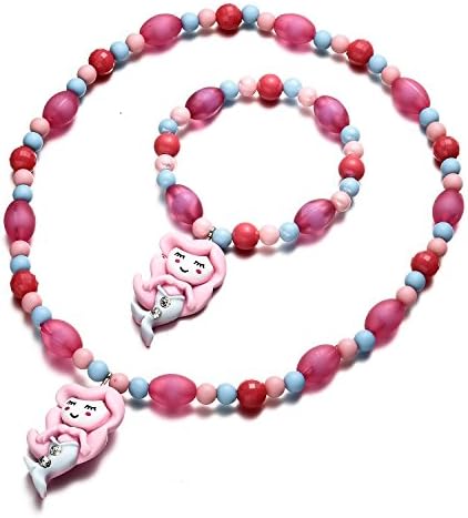 Necklaces Bracelet Set for Girls Kids Toddler Jewelry Mermaid Fashion Necklaces Best Friend Long bff Friendship Necklace Birthday Gift