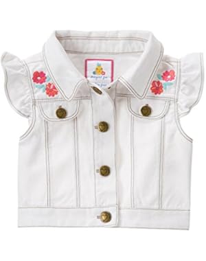 Baby Toddler Girls' White Woven Vest with Embroidery
