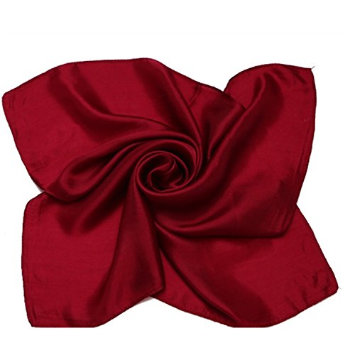 XINMELISHANG 52 x 52cm 100% Silk Womenâ€™s Neck Square Scarf Pure Color Neckerchief Headwrap Ideal for Decoration (Wine Red)