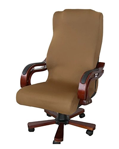 Deisy Dee Slipcovers Cloth Universal Computer Office Rotating Stretch Polyester Desk Chair Cover C062 (brown)