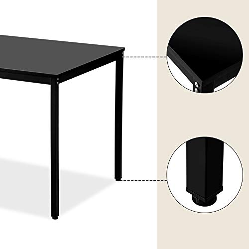 Dining Room Table Set, 3 Pieces Farmhouse Kitchen Table Set with Two Benches, Metal Frame and MDF Board, Modern Furniture for Home, Cafeteria, Apartment and Farm House (Black) - Thumbnail 5