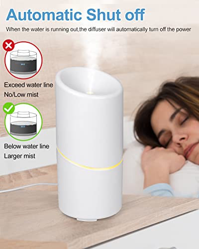 Essential Oil Diffuser,USB Aromatherapy Diffuser,200ml Diffuser for Essential Oil with Timer & Soft Light Setting,Waterless Auto Shut-Off,Ultrasonic Cool Mist Humidifier for Home,Office,White