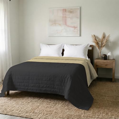 Italian Bed Linen MB Home Italy “Elegant” Summer Quilt, 260x270 cm, Cream/Dark Grey