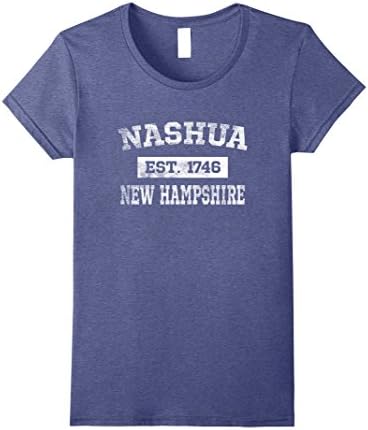 Womens Nashua New Hampshire T Shirt Est. 1746 Distressed Medium Heather Blue
