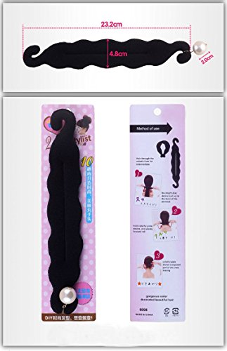 AKOAK 2 Pcs Elegant Pearl Magic French Twist Bun Maker Clip Hook Holder Magic Beauty Hair Hairstyle Foam Sponge Donut Maker Ponytail Bun Maker Twister Hairstyle Styling Tool Accessories