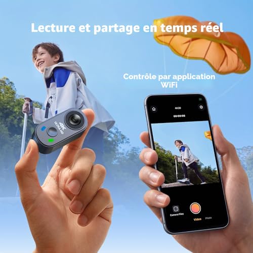 4K 30fps Sports Camera & Mini Motorcycle Cameras - EIS Stabilization, Magnetic Mount, 64GB Card Included, 150° Wide Angle - Vlog Thumb Camera with 1800mAh Charging Case for TikTok/Travel/POV