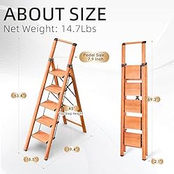 GameGem Step Ladder 5 Step Folding, Aluminum
