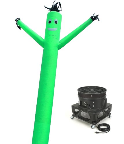 LookOurWay Air Dancers Inflatable Tube Man Complete Set with 1 HP Sky Dancer Blower, 20-Feet, Green