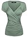 Zeagoo Women's Cross-front V Neck Ruched Cap Sleeve Blouse, XX-Large, Army Green